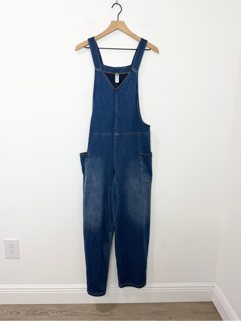 Halara Flex V-Neck Washed Denim Casual Overalls with Pockets Small - Picture 2 of 5